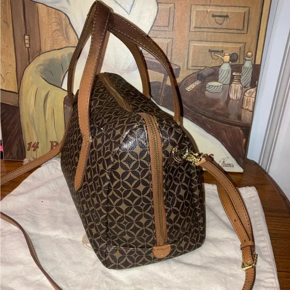 Fossil Sydney Satchel Crossbody - Brown & Tan - GUC - Picture 3 of 11